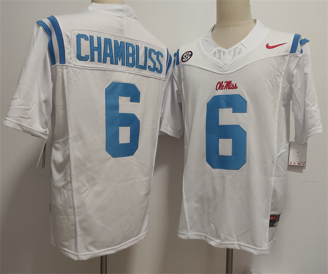 Men's White Ole Miss Rebels #6 Trinidad Chambliss 2025 F.U.S.E. Stitched jersey